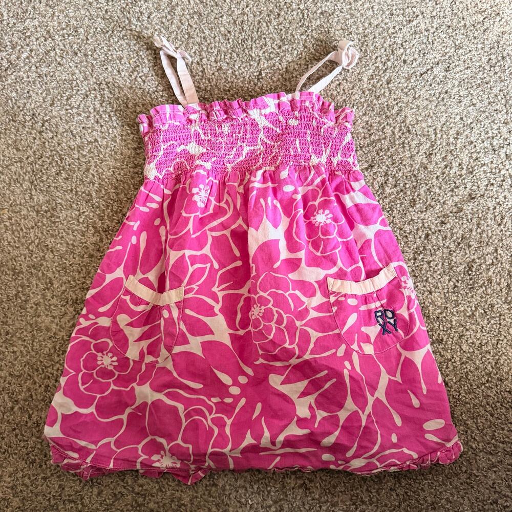 Roxy Hawaii Print Floral Pink Sundress Size 3T Girls Surf Beach Summer